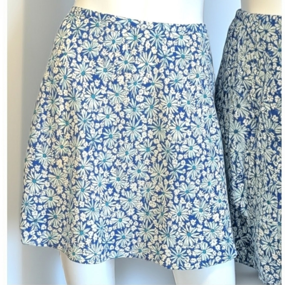 90s Y2K Jonathan Martin Blue and White A-Line Mini Skirt
